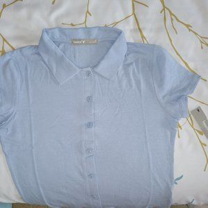 Short Sleeve Faux Button Up T-Shirt